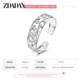 925 Silver Hollow Adjustable Open Cuff Bracelet for Women