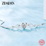 925 Silver Heart Amethyst Bracelet Chain Women Party Jewelry