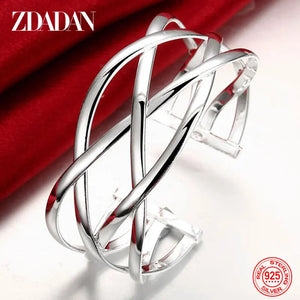 925 Silver Open Cuff Bracelet Women