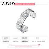 925 Silver Hollow Texture Cuff Bracelet for Women Men