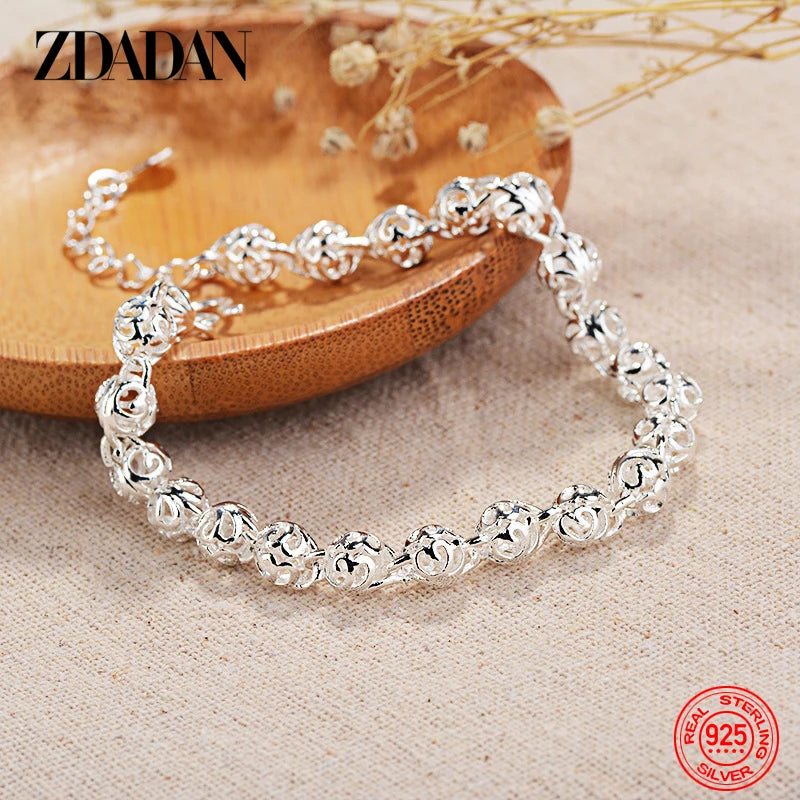 925 Silver Round Ball Bracelet Chain Wedding Jewelry