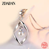 925 Silver Twisted Pearl Pendant Necklace for Women