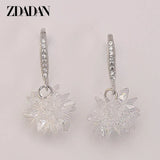 925 Sterling Silver Ice Snow Flower Tassel Dangle Earrings For Women