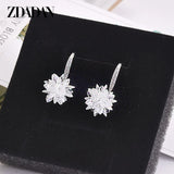 925 Sterling Silver Ice Snow Flower Tassel Dangle Earrings For Women