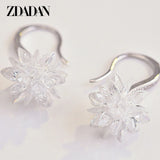 925 Sterling Silver Ice Snow Flower Tassel Dangle Earrings For Women