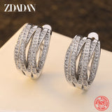 925 Silver Zircon Wedding Hoop Earrings