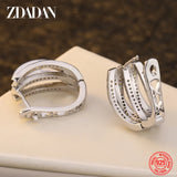 925 Silver Zircon Wedding Hoop Earrings