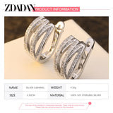 925 Silver Zircon Wedding Hoop Earrings