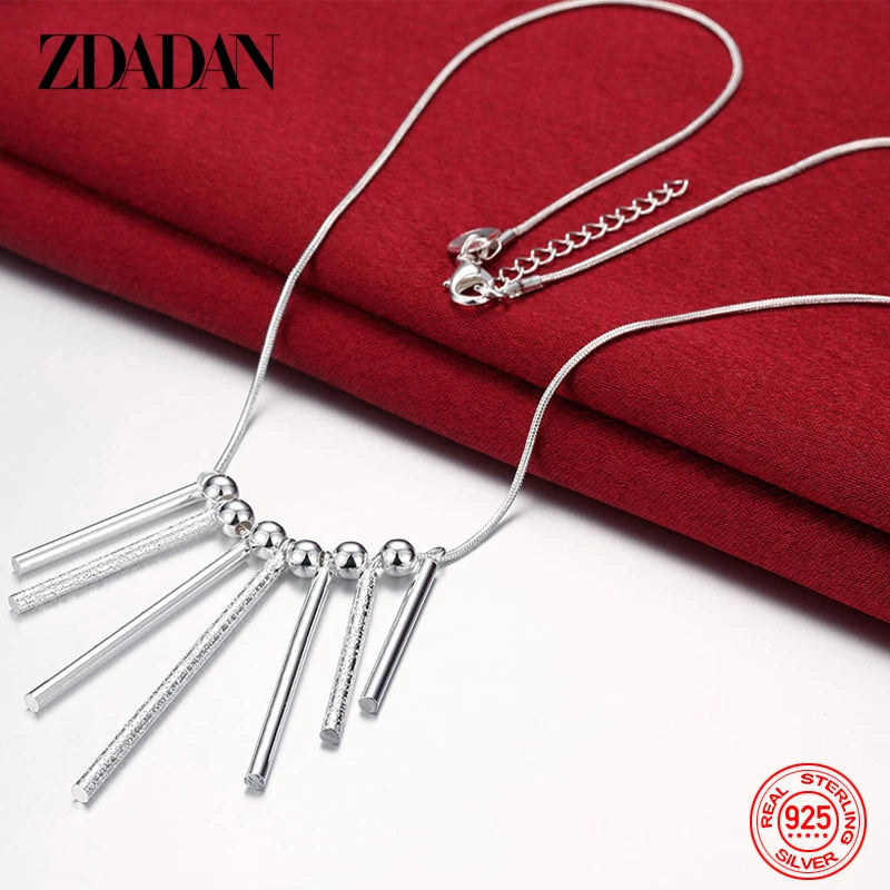 925 Silver Long Bar Necklace Charm Wedding Jewelry Gift