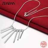 925 Silver Long Bar Necklace Charm Wedding Jewelry Gift