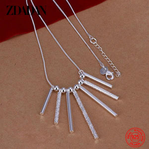 925 Silver Long Bar Necklace Charm Wedding Jewelry Gift