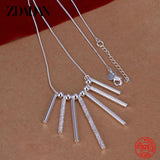 925 Silver Long Bar Necklace Charm Wedding Jewelry Gift