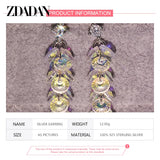 925 Silver Crystal Dangle Earrings Wedding Party