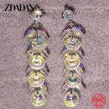 925 Silver Crystal Dangle Earrings Wedding Party
