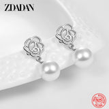 Sterling Silver Pearl Drop Earrings Wedding Jewelry
