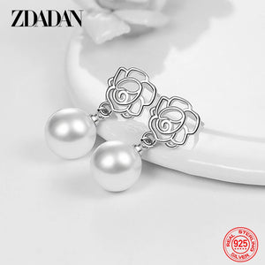 Sterling Silver Pearl Drop Earrings Wedding Jewelry