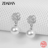 Sterling Silver Pearl Drop Earrings Wedding Jewelry
