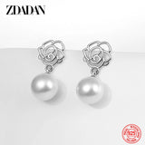 Sterling Silver Pearl Drop Earrings Wedding Jewelry