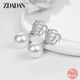 Sterling Silver Pearl Drop Earrings Wedding Jewelry