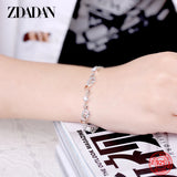 925 Silver Heart Amber Crystal Zircon Bracelet Wedding Jewelry