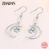 925 Silver Moon CZ Dangle Earrings For Women