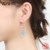 925 Silver Moon CZ Dangle Earrings For Women