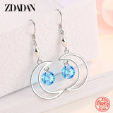 925 Silver Moon CZ Dangle Earrings For Women