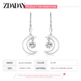 925 Silver Moon CZ Dangle Earrings For Women