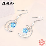 925 Silver Moon CZ Dangle Earrings For Women