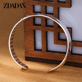 925 Sterling Silver Retro Flower Bracelet Open Bangle