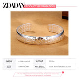 925 Sterling Silver Retro Flower Bracelet Open Bangle