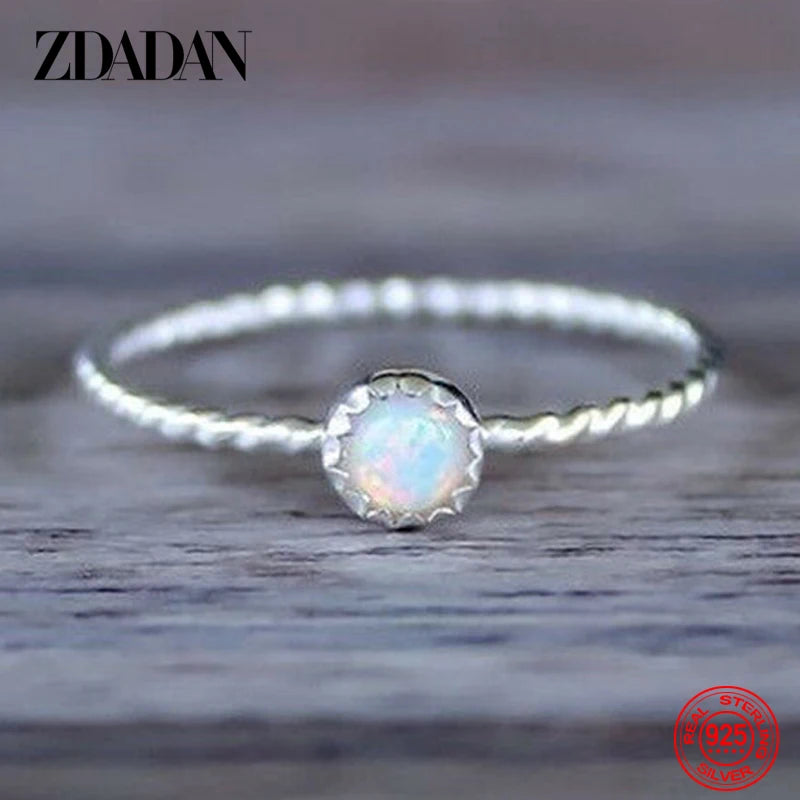 925 Silver Opal Ring Women Wedding Jewelry Party Gift