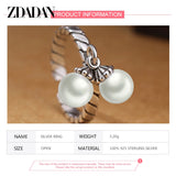 925 Silver Double Pearl Thai Silver Ring For Women Wedding Jewelry