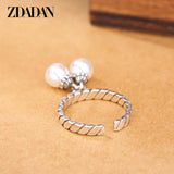 925 Silver Double Pearl Thai Silver Ring For Women Wedding Jewelry