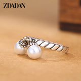 925 Silver Double Pearl Thai Silver Ring For Women Wedding Jewelry