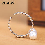 925 Silver Double Pearl Thai Silver Ring For Women Wedding Jewelry