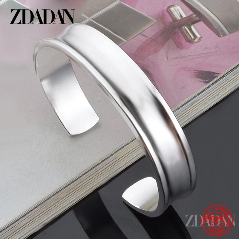 925 Silver Open Cuff Bracelet Bangles For Women Men