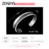 925 Silver Open Cuff Bracelet Bangles For Women Men