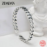 925 Silver Open Cuff Bracelet Men Women Party Gift