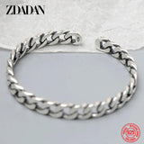 925 Silver Open Cuff Bracelet Men Women Party Gift