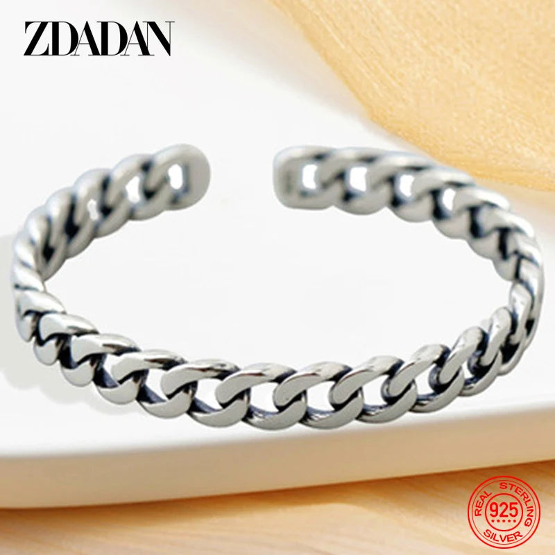 925 Silver Open Cuff Bracelet Men Women Party Gift