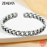 925 Silver Open Cuff Bracelet Men Women Party Gift