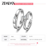 925 Silver CZ Adjustable Ring Wedding Engagement Couple Rings