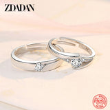 925 Silver CZ Adjustable Ring Wedding Engagement Couple Rings