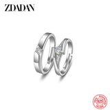 925 Silver CZ Adjustable Ring Wedding Engagement Couple Rings