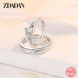 925 Silver CZ Adjustable Ring Wedding Engagement Couple Rings