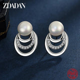 925 Silver Pearl Moon Earrings Women Jewelry Gift