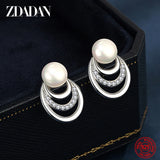 925 Silver Pearl Moon Earrings Women Jewelry Gift