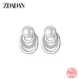 925 Silver Pearl Moon Earrings Women Jewelry Gift