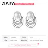 925 Silver Pearl Moon Earrings Women Jewelry Gift